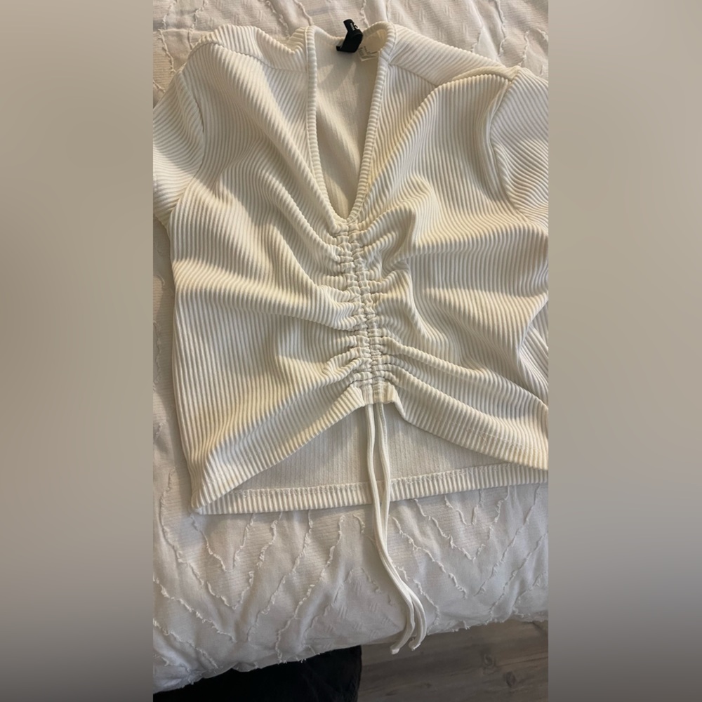Elegant White Ruched Women's Top